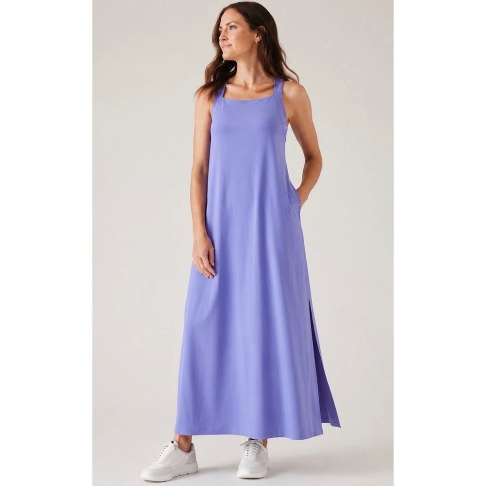 Athleta Arrival Maxi Dress Womens Size M Hyacinth Featherweight Stretch Casual